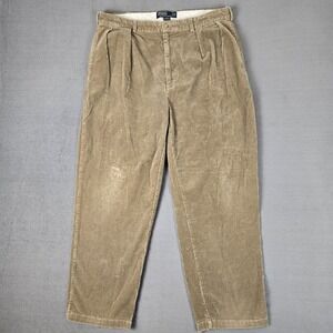 Polo Ralph Lauren Andrew Pleated Corduroy Pants Tan Khaki W38 Vintage 90s